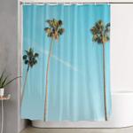 palm tree sunshine shower curtain 0