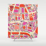 paris map pink shower curtain 0