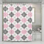 pastel color square and line shower curtains 0