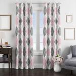 pastel color square and line window curtain 0