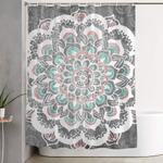 pastel floral medallion on faded silver wood shower curtain 0