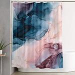 pastel plum deep blue blush and gold abstract painting shower curtain 0
