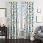 pattern of orange and leafs window curtain 0