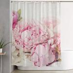 peonies on white shower curtain 0