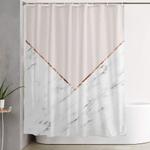 peony blush geometric marble shower curtain 0