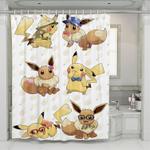 pikachu and eevee pokemon shower curtains 0
