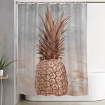 pineapple in glitter marble rose gold and concrete shower curtain 0