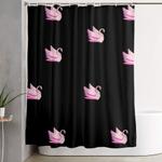 pink bird on black background art shower curtain 0