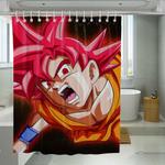 pink hair goku dragon ball super shower curtains 0