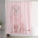 pink lion shower curtain 0