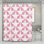 pink silhouette of couple cats shower curtains 0