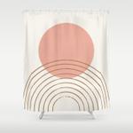 pink sun mid century full shower curtain 0