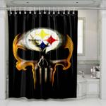 pittsburgh steelers skull 1 shower curtains 0