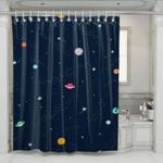 planet in dark galaxy shower curtains 0