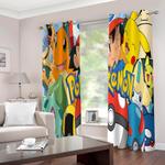 pokemon pikachu curtains blackout window drapes for room decoration 0