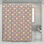 polka dot brown pastel background shower curtains 0