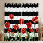 poppy flower garden striped pattern window curtain floral decor blackout window curtains 100 polyester 41 7 107 9 0