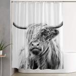 portrait of a highland cow shower curtain 0