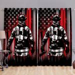 portrait of proud firefighter usa flag blackout curtains gift idea firefighter memorial blackout window curtains 100 polyester 417 1079 0