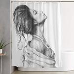 pretty lady illustration woman portrait beauty shower curtain 0