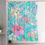 pretty pastel hawaiian hibiscus print shower curtain 0