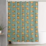 pug yoga shower curtain 0