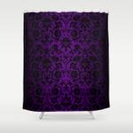 purple and black damask pattern design shower curtain 0