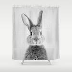 rabbit black white shower curtain 0