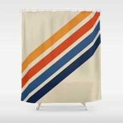 Rainbow 70s 60s Stripe Colorful Rainbow Tan Retro Vintage Shower Curtain