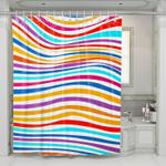 rainbow bold lines wave shower curtains 0