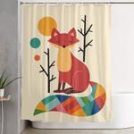 rainbow fox shower curtain 0