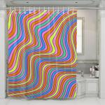rainbow wave pop color shower curtains 0