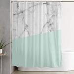 real white marble half pastel mint green shower curtain 0