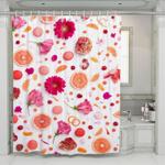 realistic pattern of flower and fruit shower curtains 0