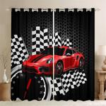 red car racing car flag pattern curtain decor racing lovers gift blackout window curtains 100 polyester 41 7 107 9 0