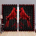 red cardinal floral pattern red cardinal border decor home christmas blackout window curtains 100 polyester 417 1079 0