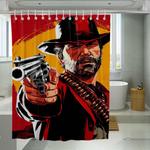 red dead redemption 2 arthur morgan handgun shower curtains 0