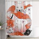 red kitsune shower curtain 0