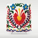 red mexican flower shower curtain 0