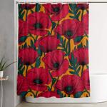 red poppy garden shower curtain 0