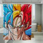 red yellow and blue fusion goku dragon ball shower curtains 0