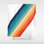 retro 70s stripe colorful rainbow shower curtain 0
