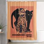 retro vintage munich zoo big cats shower curtain 0