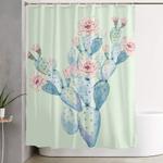rose desert cactus mint green pink by nature magick shower curtain 0