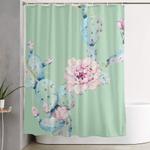 rose desert cactus mint green pink shower curtain 0