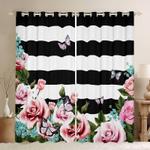 rose garden butterfly nature striped pattern window curtain flowers blackout window curtains 100 polyester 41 7 107 9 0