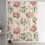 rose pattern light pink green shower curtain 0