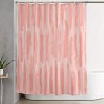 rose pink vertical dash stripes shower curtain 0