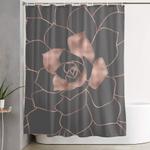 rosegold blossom on grey pink metal effect flower shower curtain 0