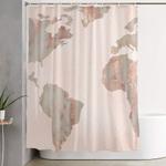 rosegold marble map of the world shower curtain 0